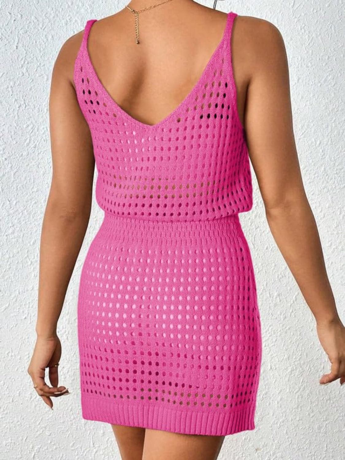 Openwork V-Neck Sleeveless Cover Up Dress.