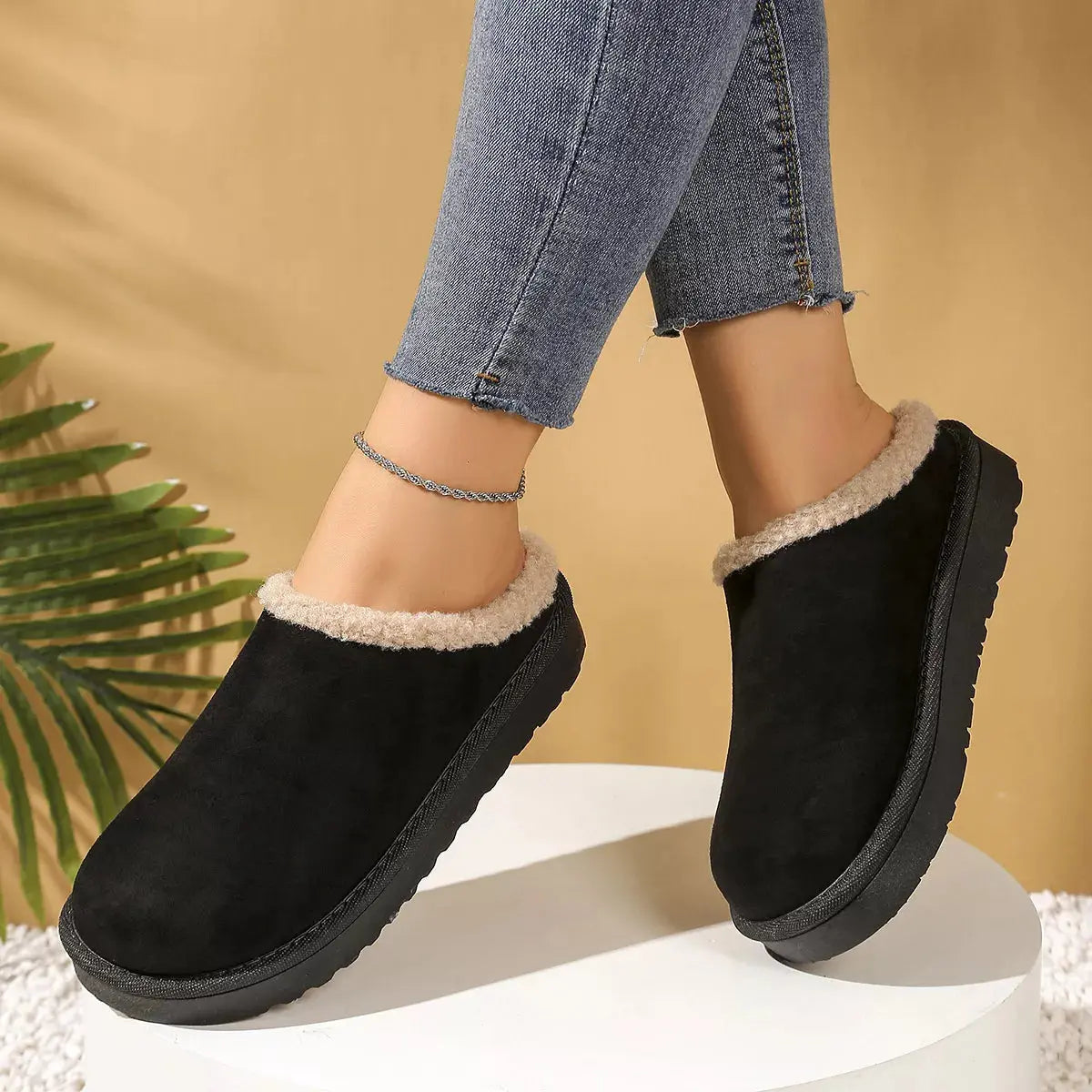 Plush Lined Round Toe Slippers Simply Love