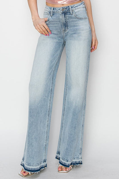 Risen Full Size High Rise Wide Leg Jeans.