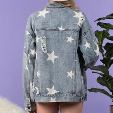 Star Distressed Denim Shacket.