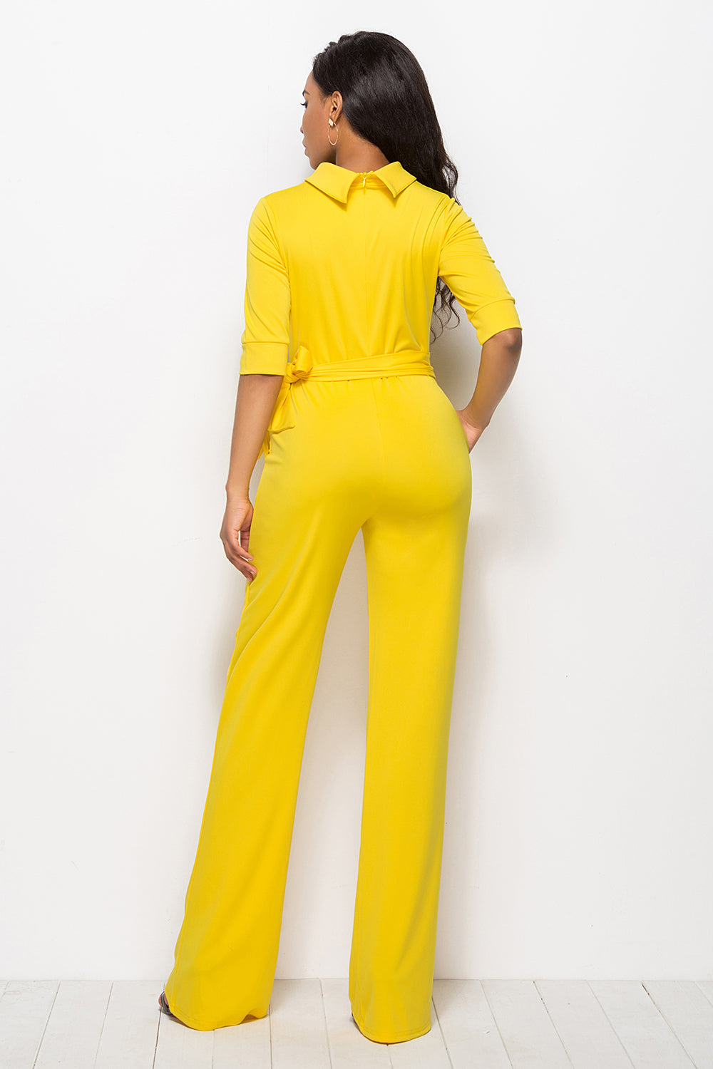 Mock Neck Tie-Waist Half Sleeve Jumpsuit Coco’s Tee Boutique