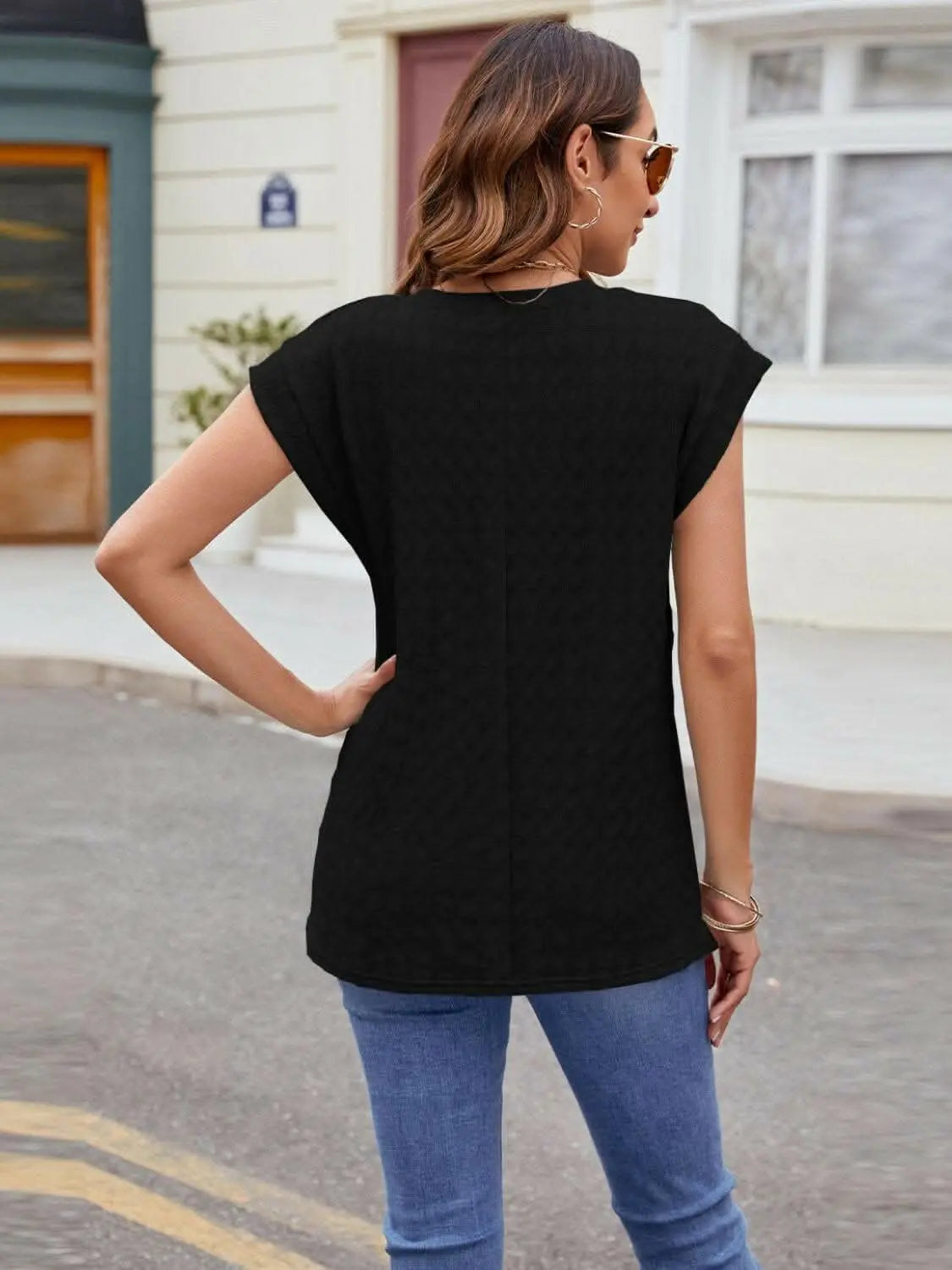 Textured cap sleeve t-shirt - Love Salve 