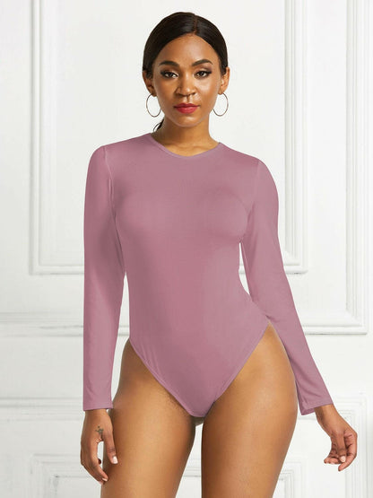 Round Neck Long Sleeve Bodysuit.