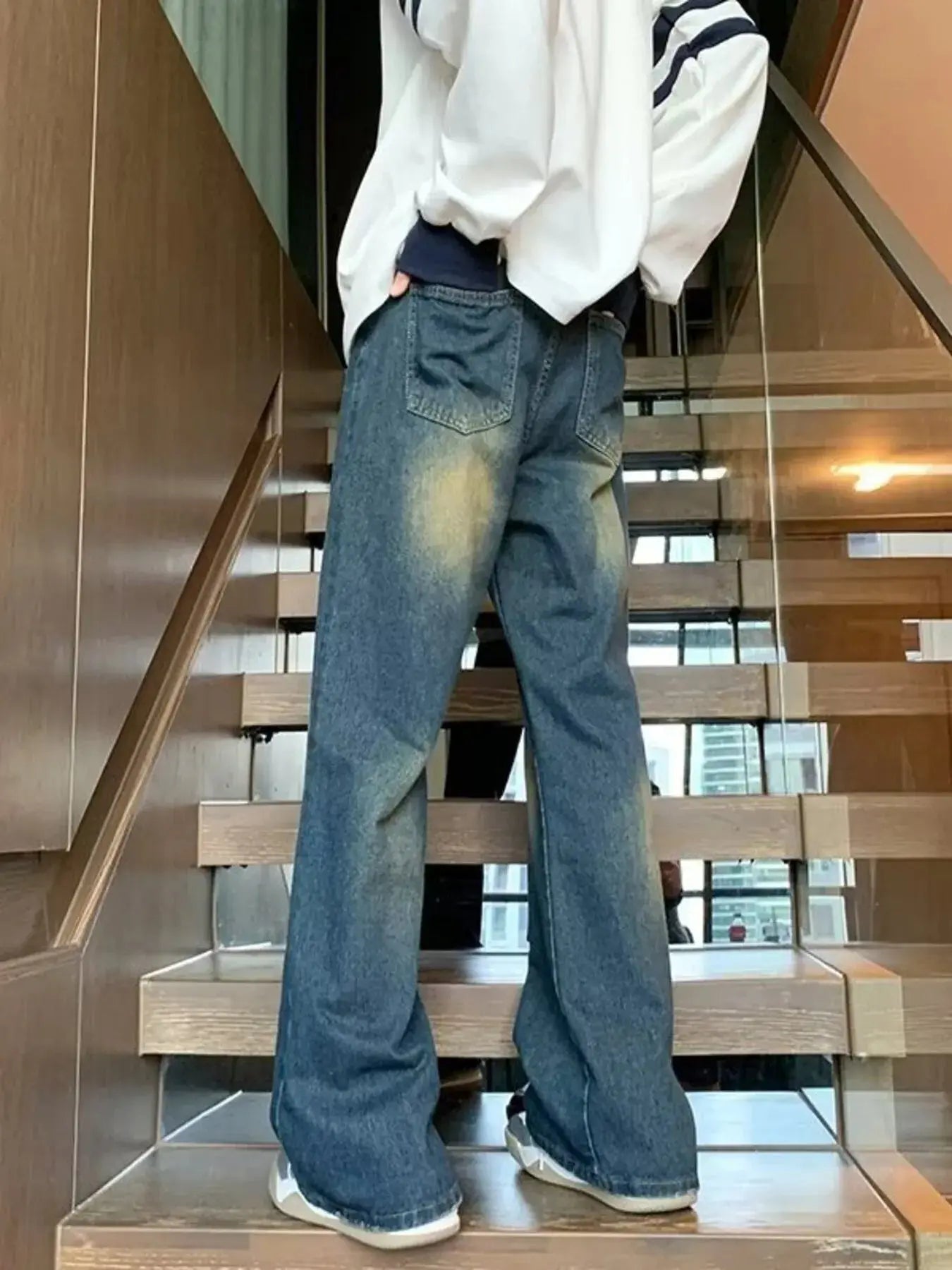 Men's Full Size Vintage Wash Wide Leg Jeans Plus Size Simply Love