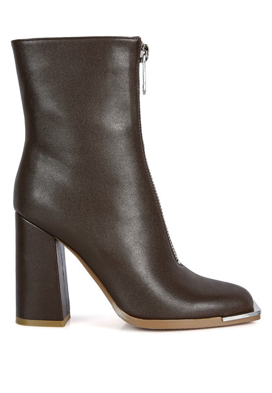 Chic faux leather high-heeled boots