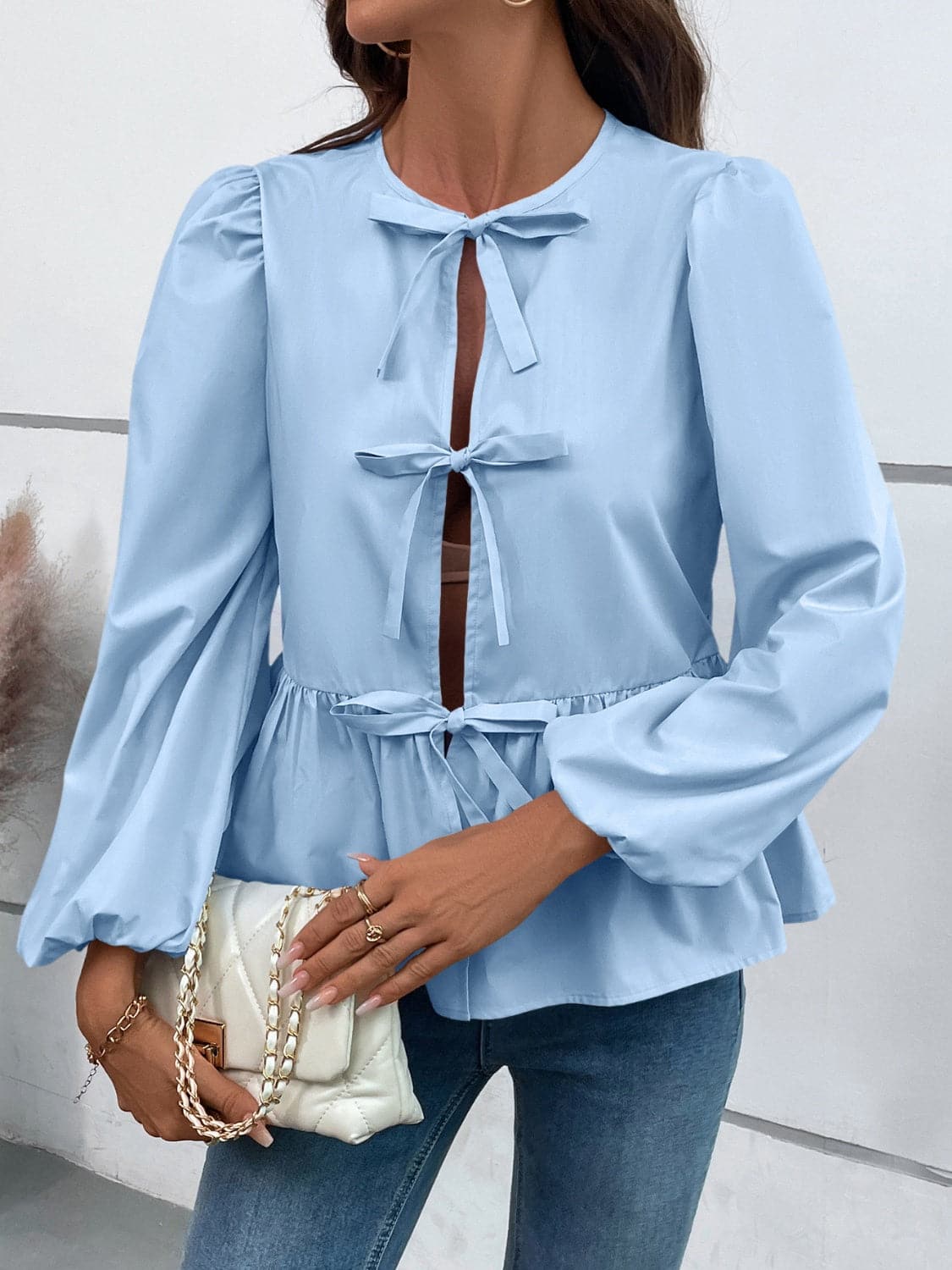 Chic long sleeve peplum top