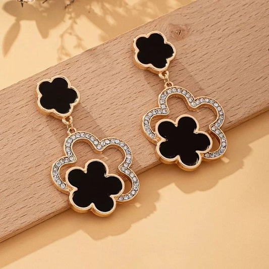 Lucky Clover Dangle Earrings with Rhinestone Accents Simply Love