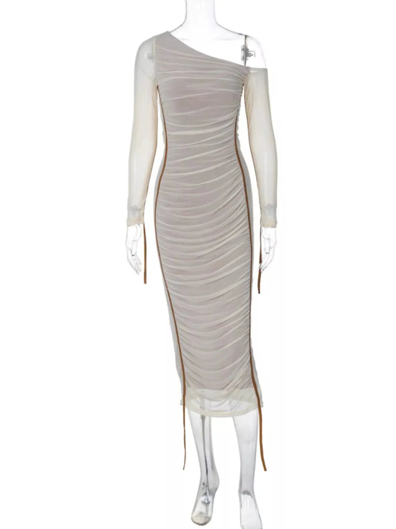 One-Shoulder Ruched Bodycon Midi Dress Simply Love