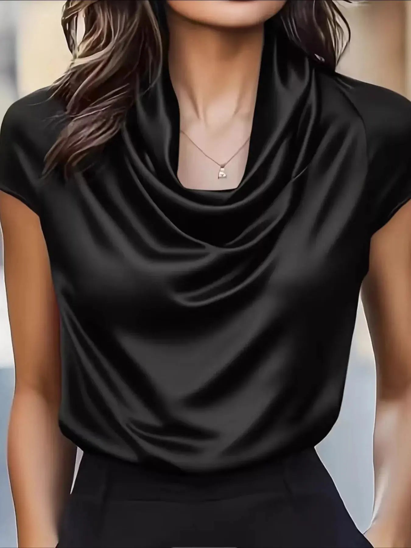 Satin Cowl Neck Blouse Simply Love