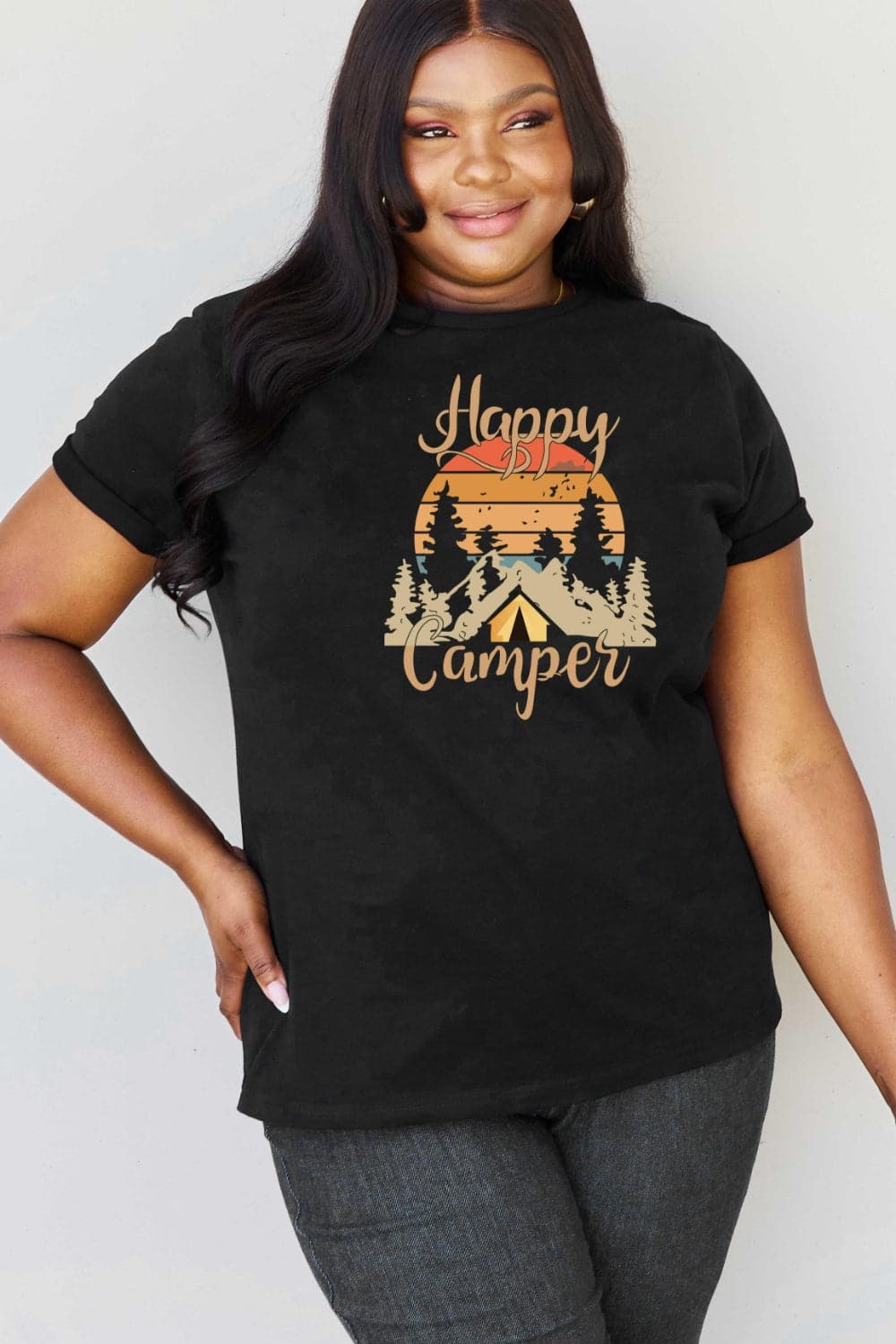 Simply Love Full Size HAPPY CAMPER Graphic T-Shirt.