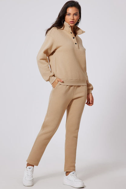 Half Snap Turtleneck Top and Pants Active Set.