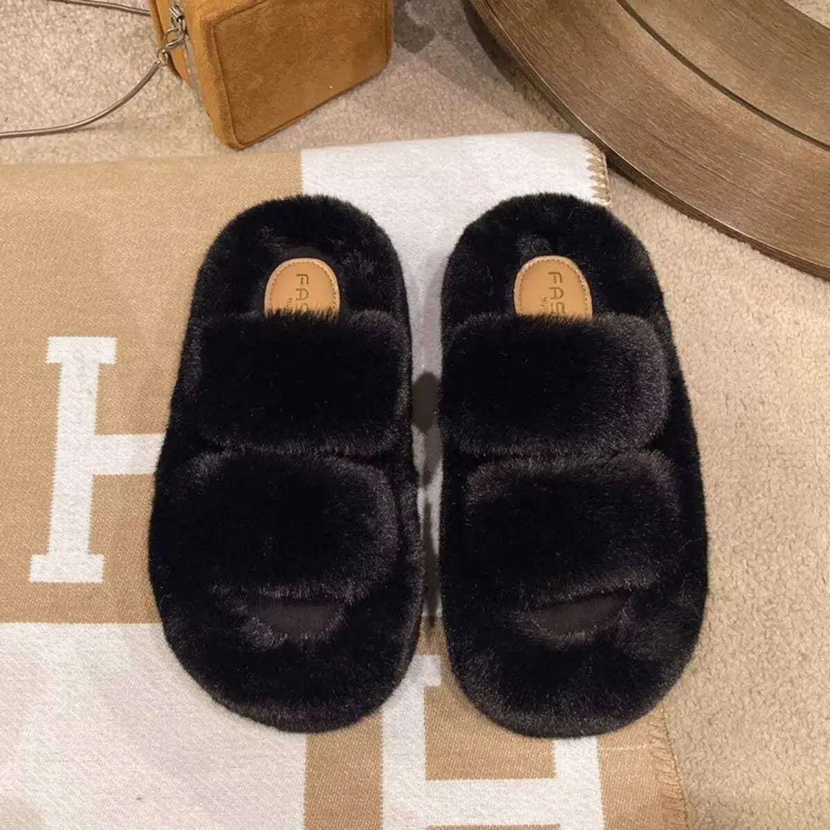 Fuzzy Open Toe Slippers Simply Love