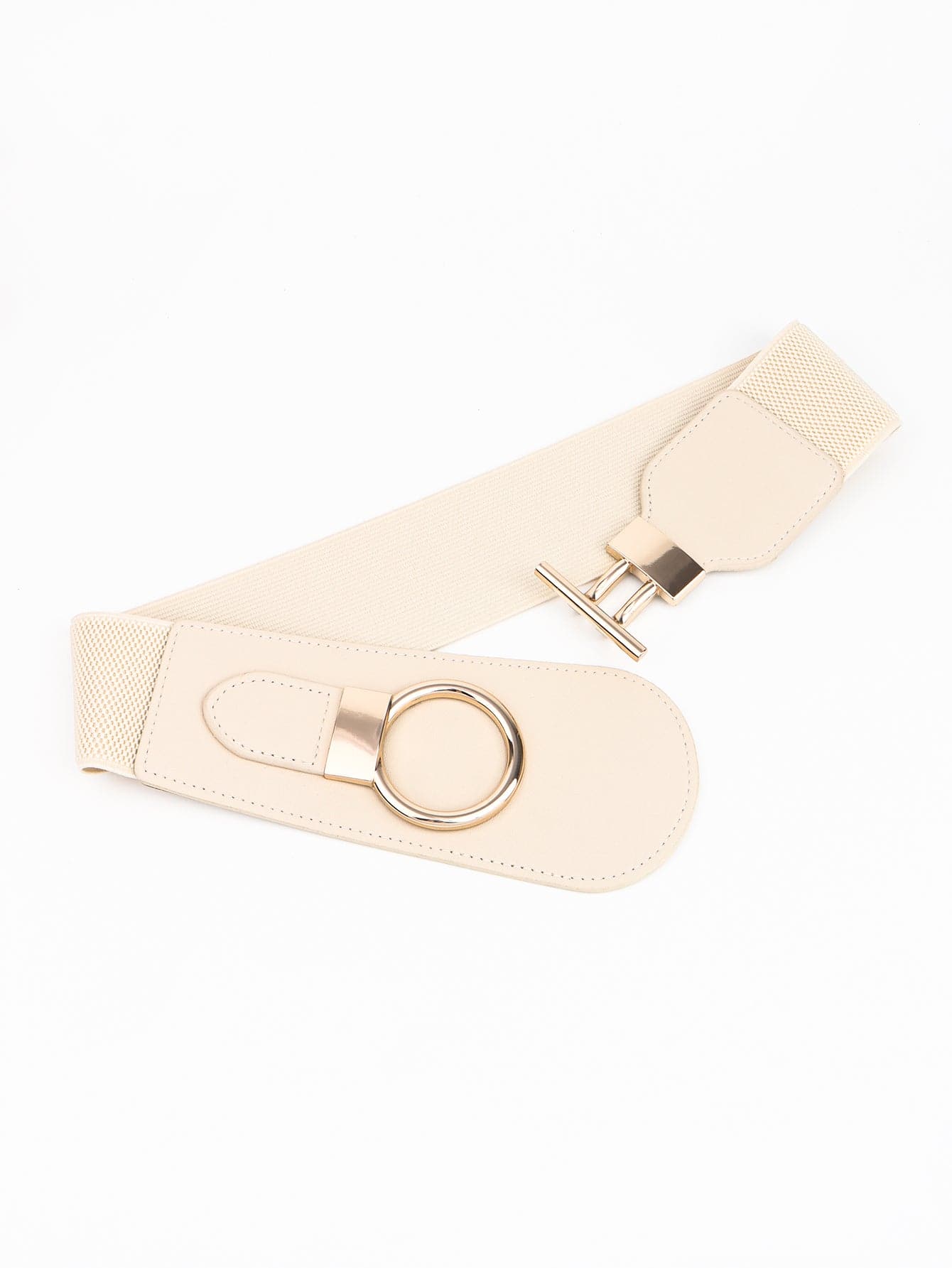 PU Elastic Wide Belt with Alloy Buckle.