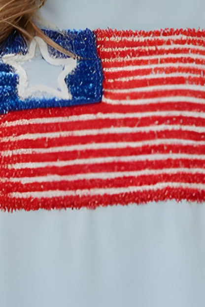 US Flag Round Neck Short Sleeve T-Shirt.