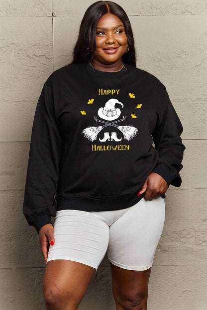 Simply Love Full Size HAPPY HALLOWEEN Graphic Sweatshirt.