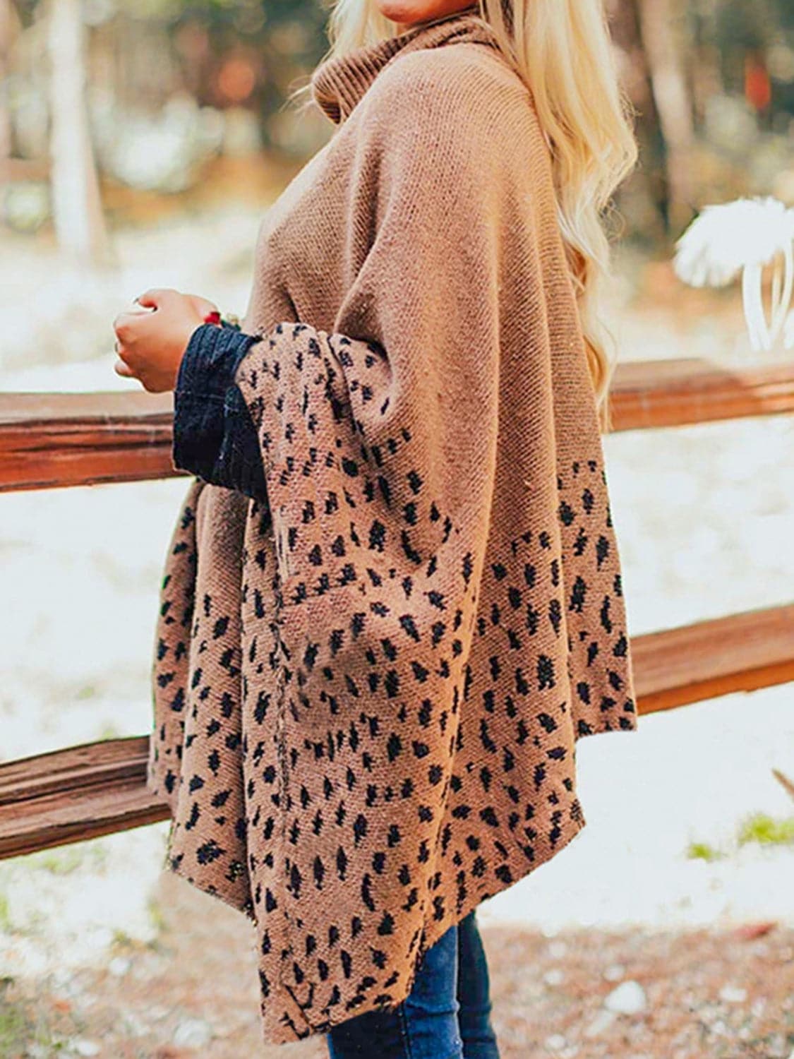 Leopard Turtleneck Poncho.