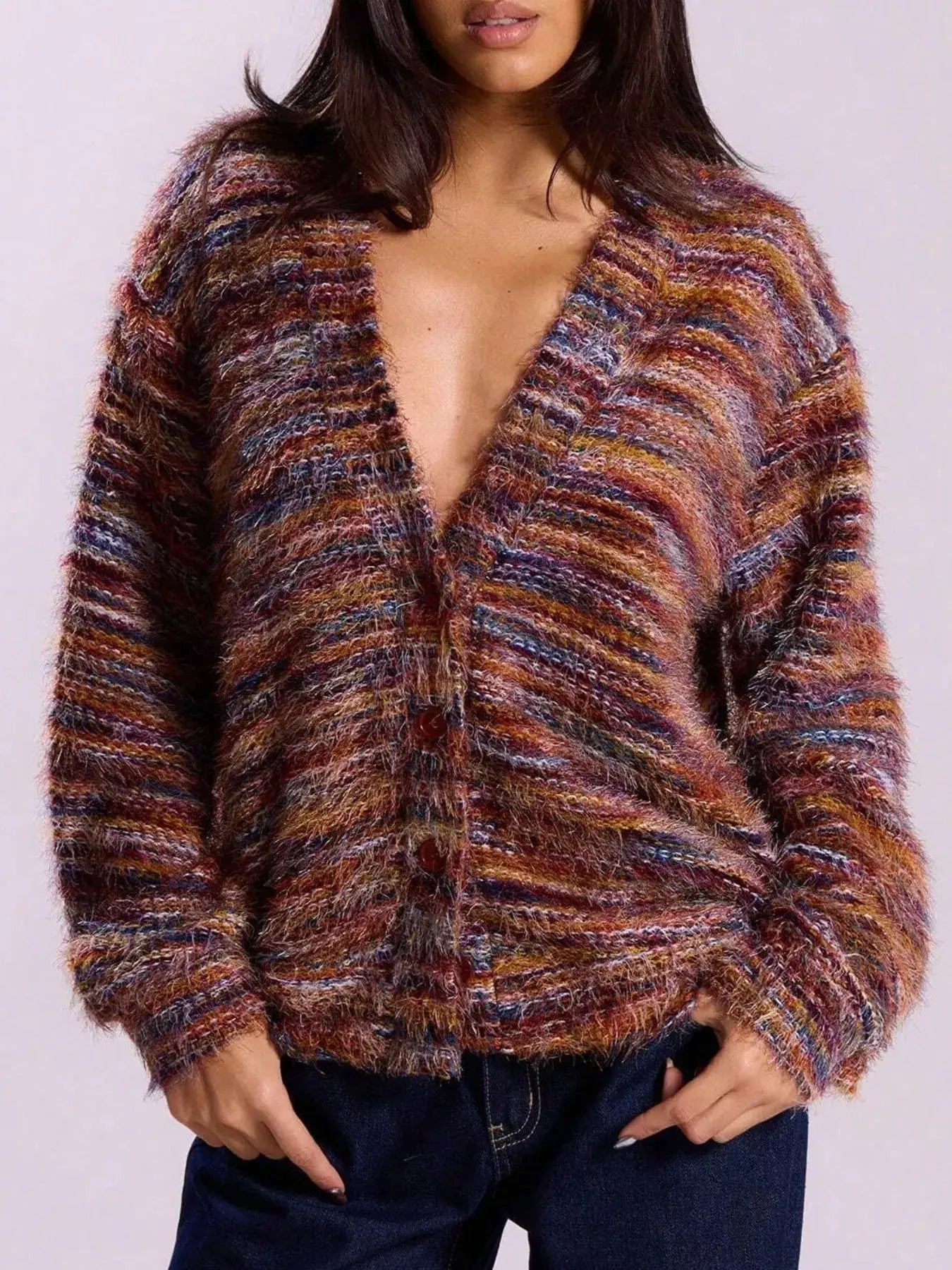 Textured Knit Button-Down Cardigan Simply Love