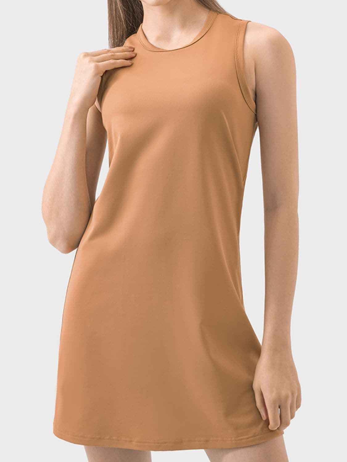 Round Neck Sleeveless Active Dress.