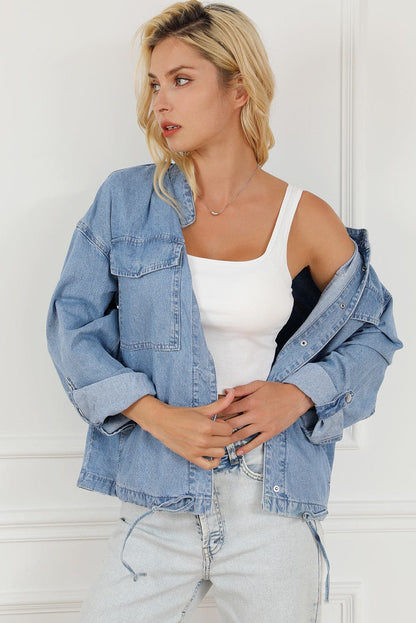 Classic pocketed long sleeve denim shirt