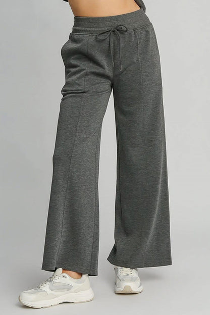 Chic Drawstring Wide Leg Pants with Convenient Pockets