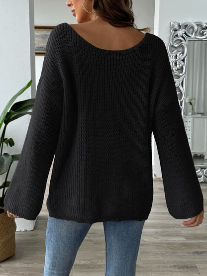 Cozy round neck long sleeve pullover sweater