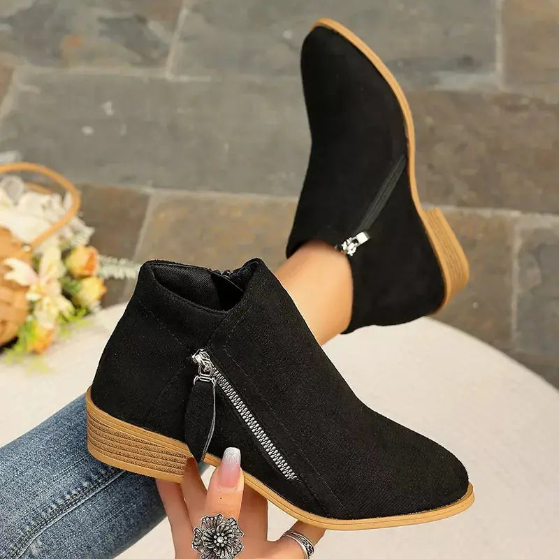 Point Toe Block Heels Boots Simply Love