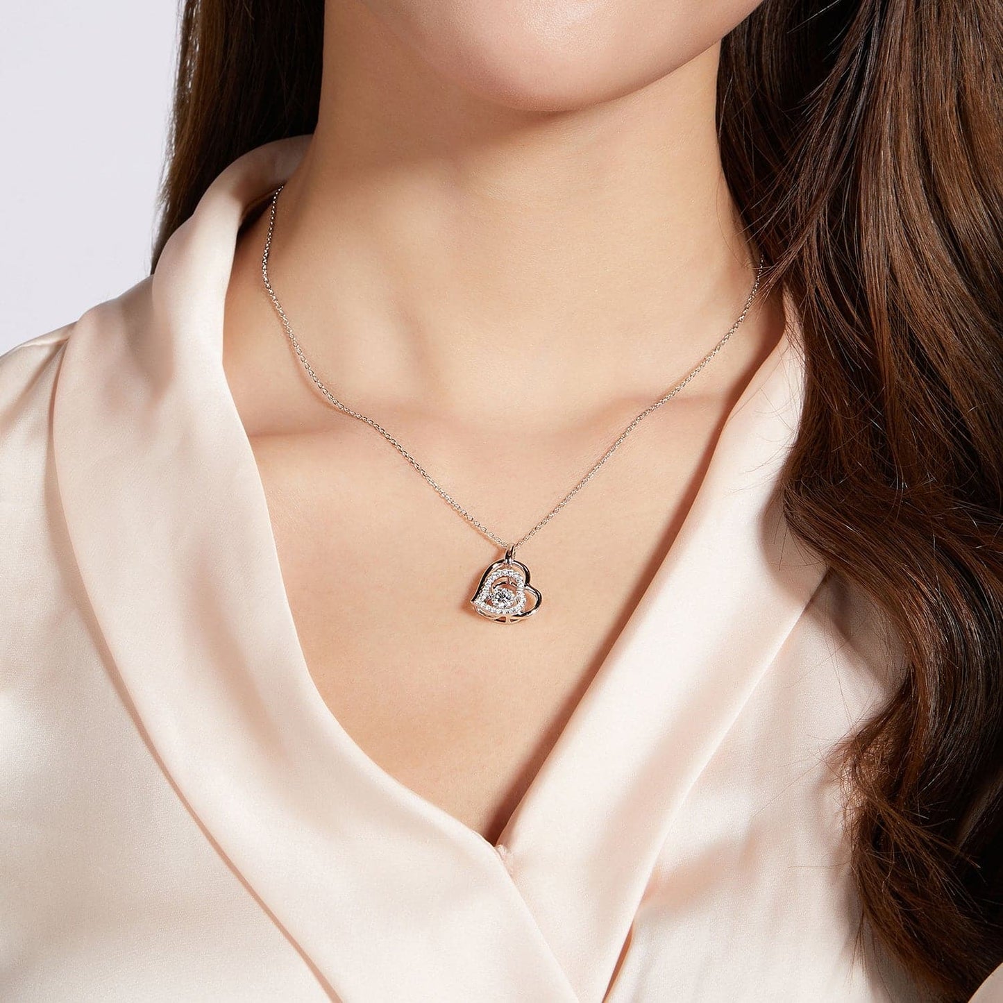 Moissanite 925 Sterling Silver Heart Necklace.