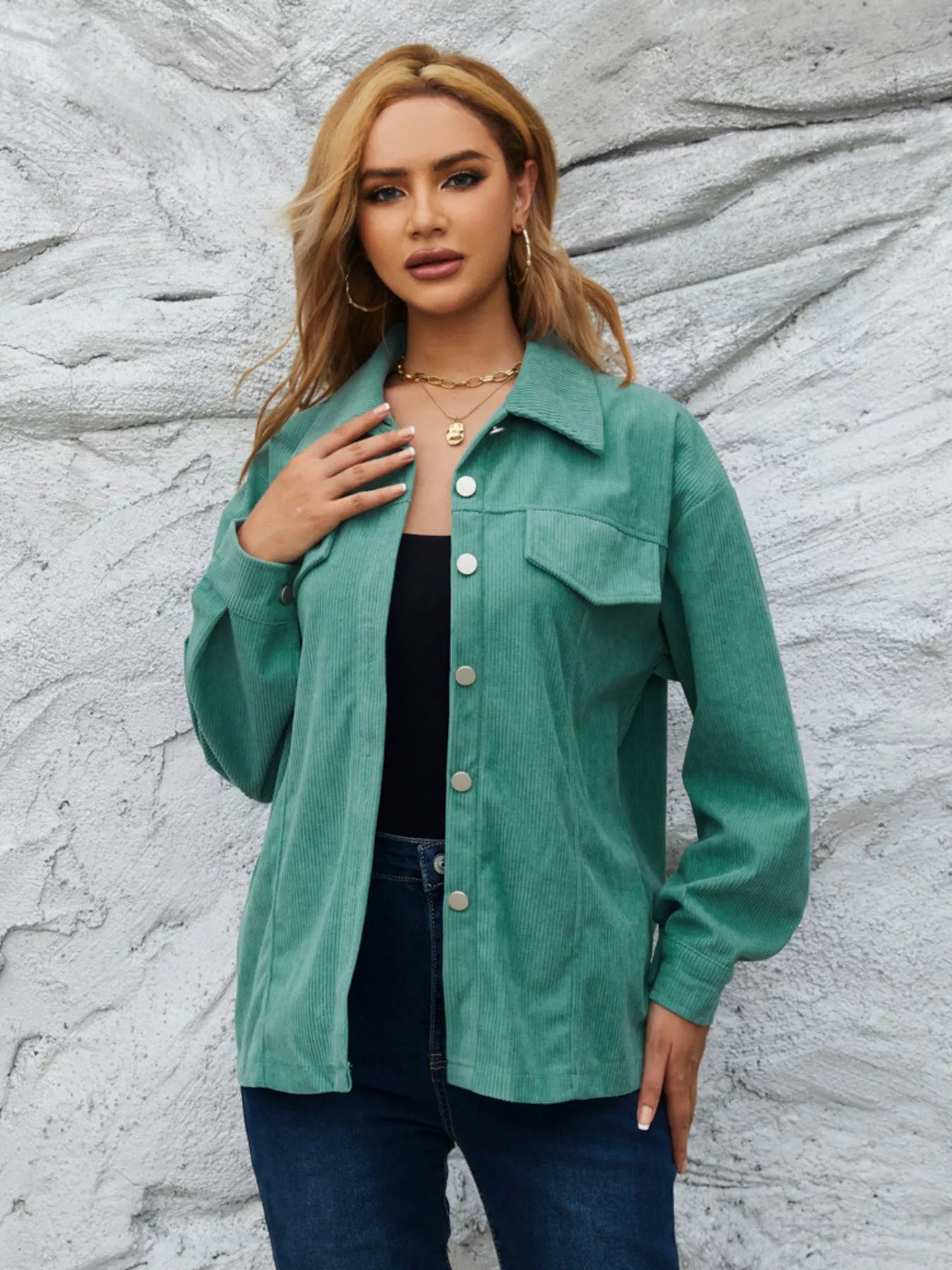 Casual Corduroy Button-Down Jacket Simply Love