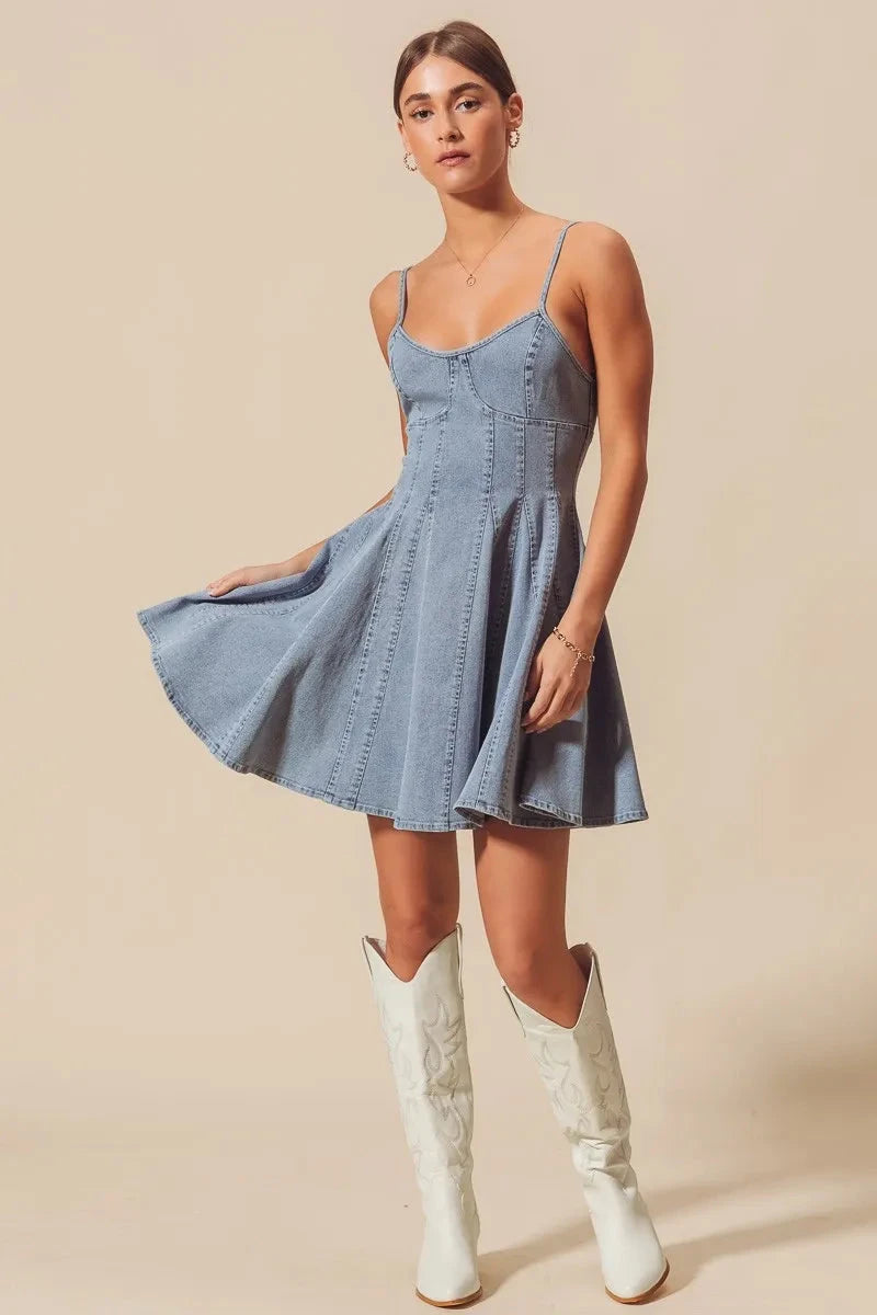 SO ME A Line Fit and Flare Denim Mini Dress Coco’s Tee Boutique