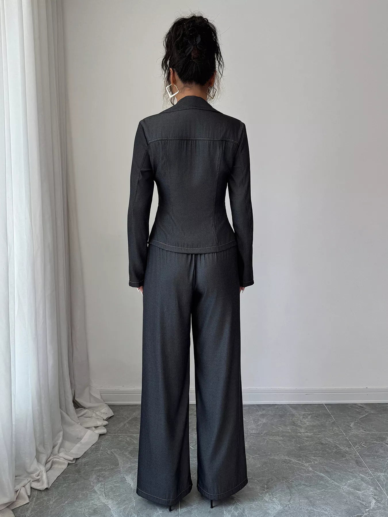 Button-Up Shirt & Wide Leg Pants Set Simply Love