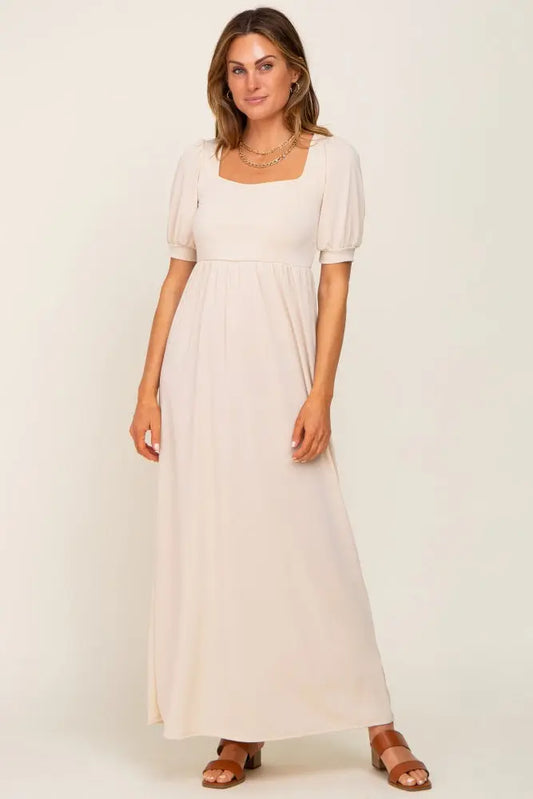 Cream Puff Sleeve Maxi Dress PinkBlush