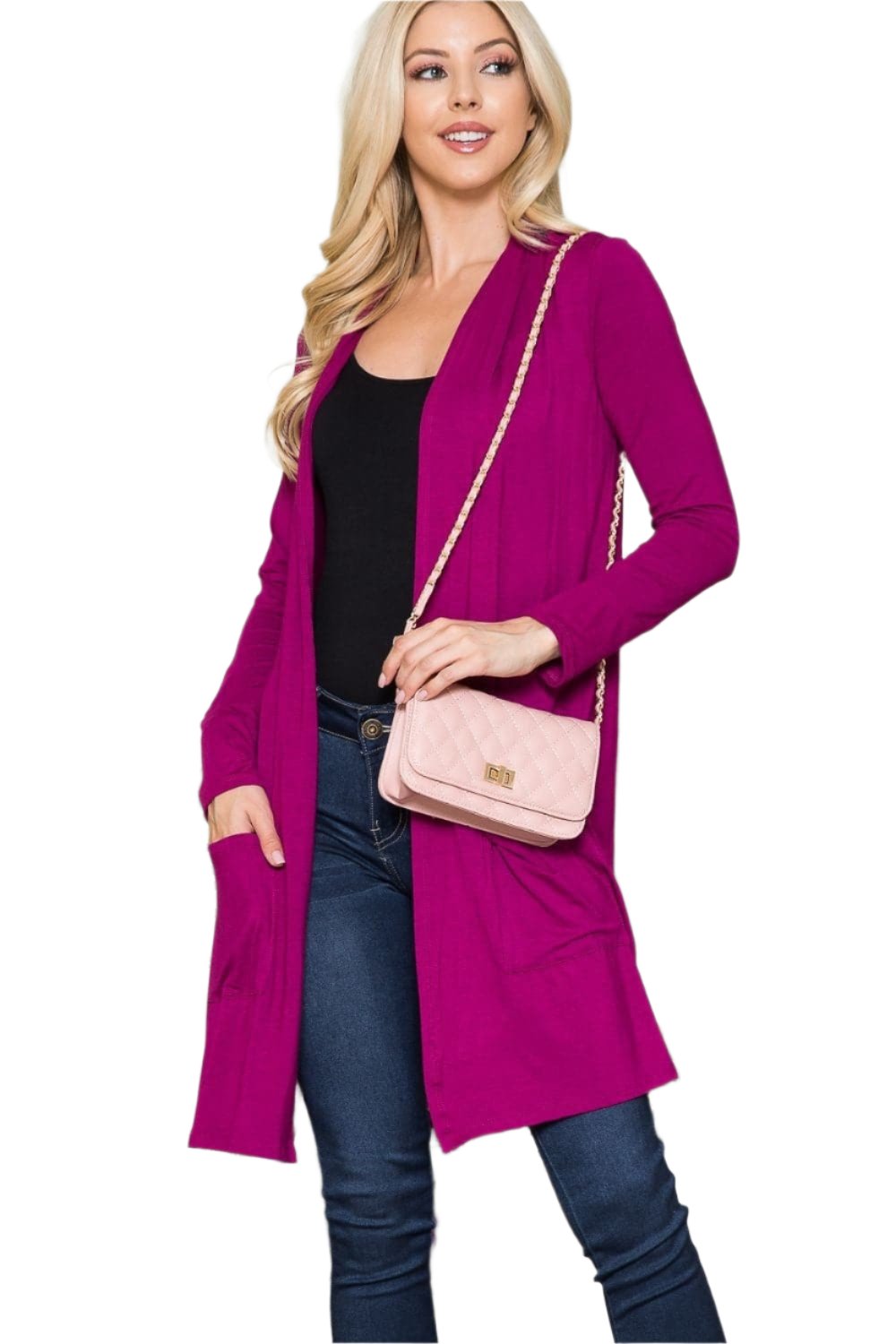 Celeste cozy open front cardigan with convenient pockets