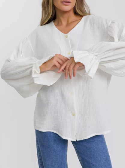 Elegant flounce sleeve shirt