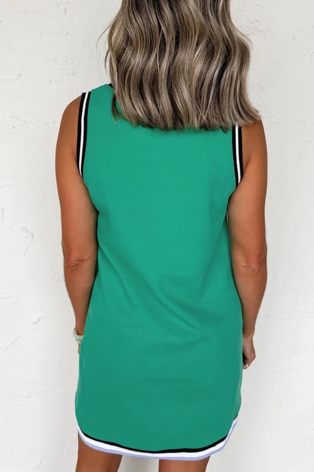 Color Contrast Trim V Neck Shift Sleeveless Mini Dress Simply Love