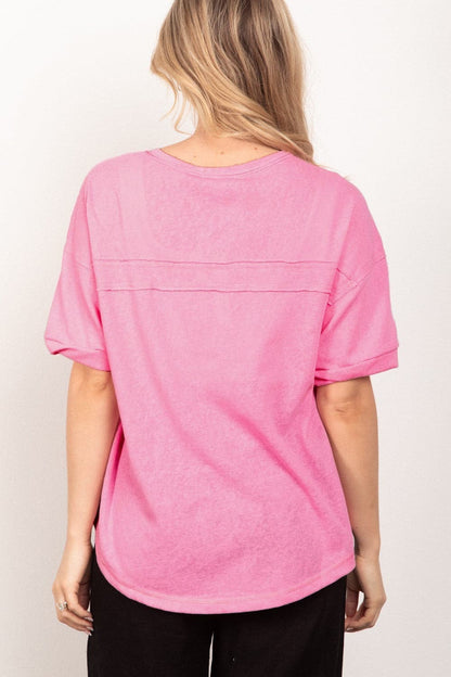 VERY J Twisted Sleeve Band Half Button Top.