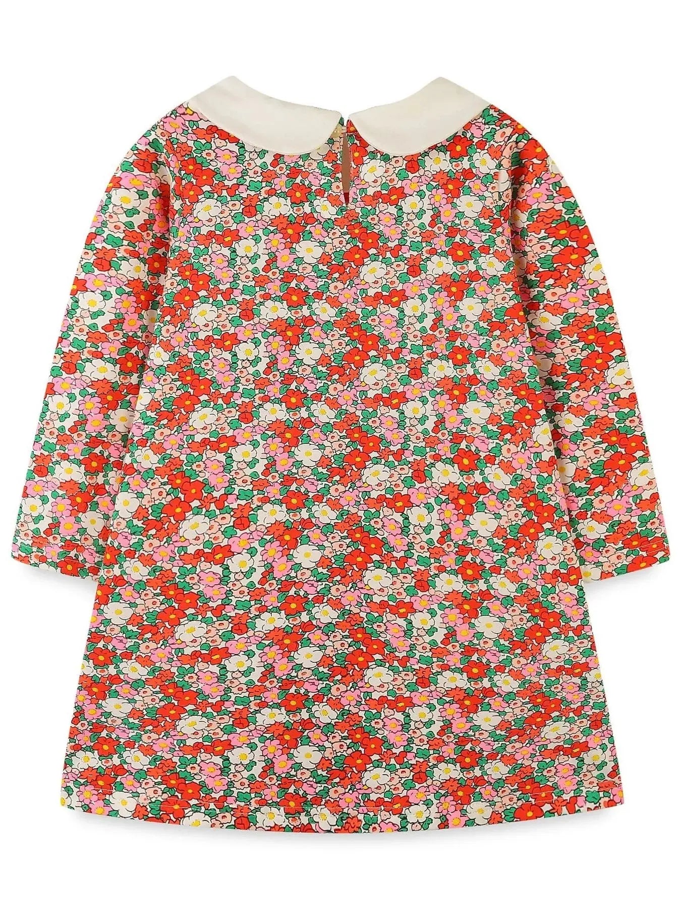 Children's Floral Print Long Sleeve Peter Pan Collar Dress Simply Love