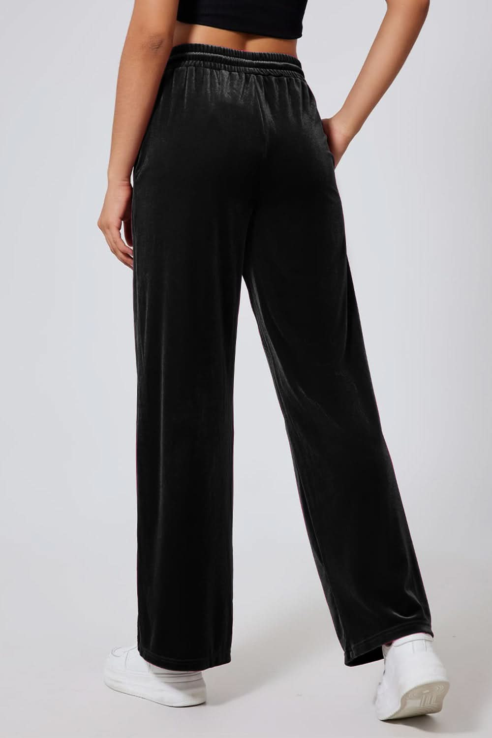 Elastic Waist Straight Leg Pants with Drawstring Closure