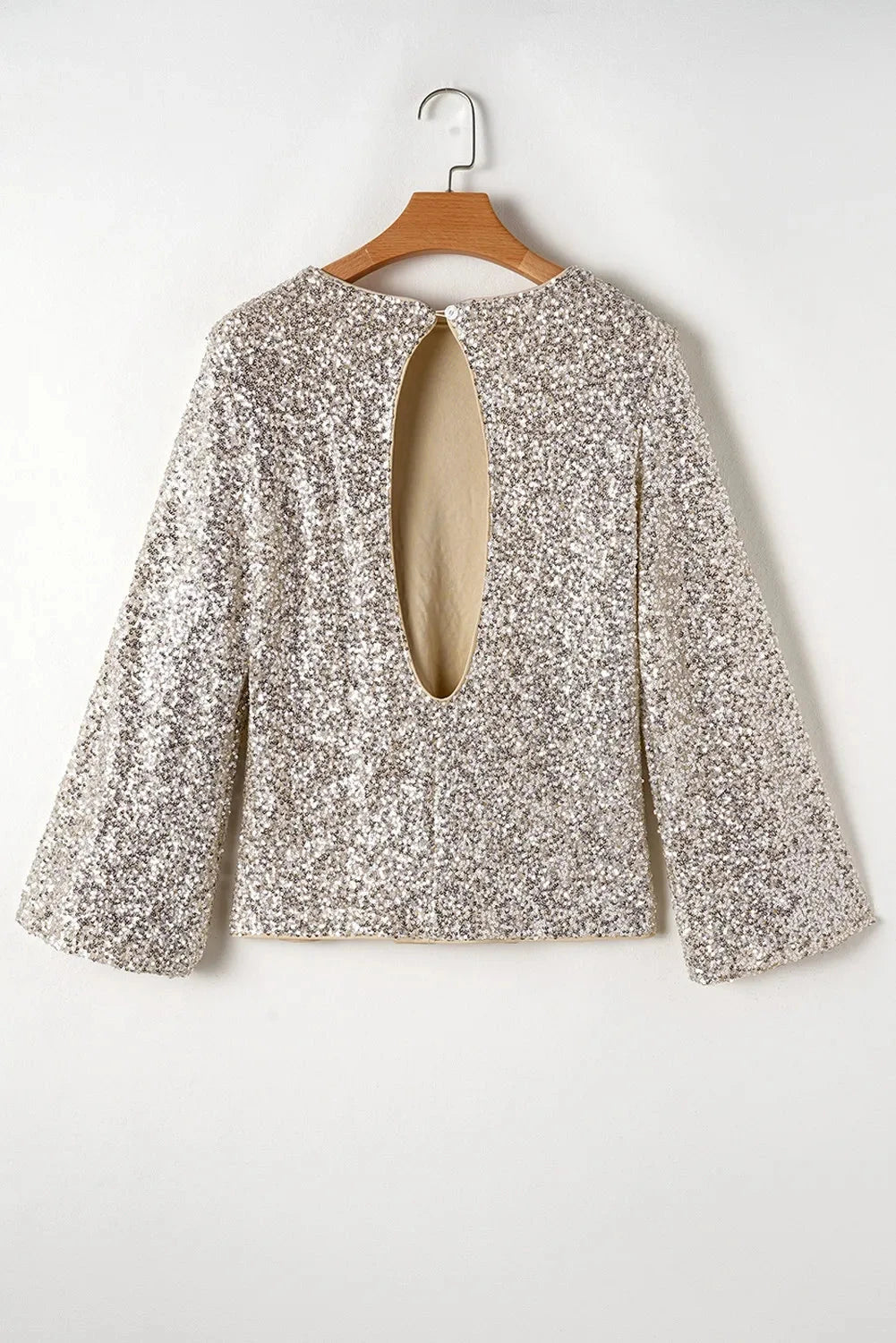 Ivory Sequin Glow Cutout Blouse Coco’s Tee Boutique