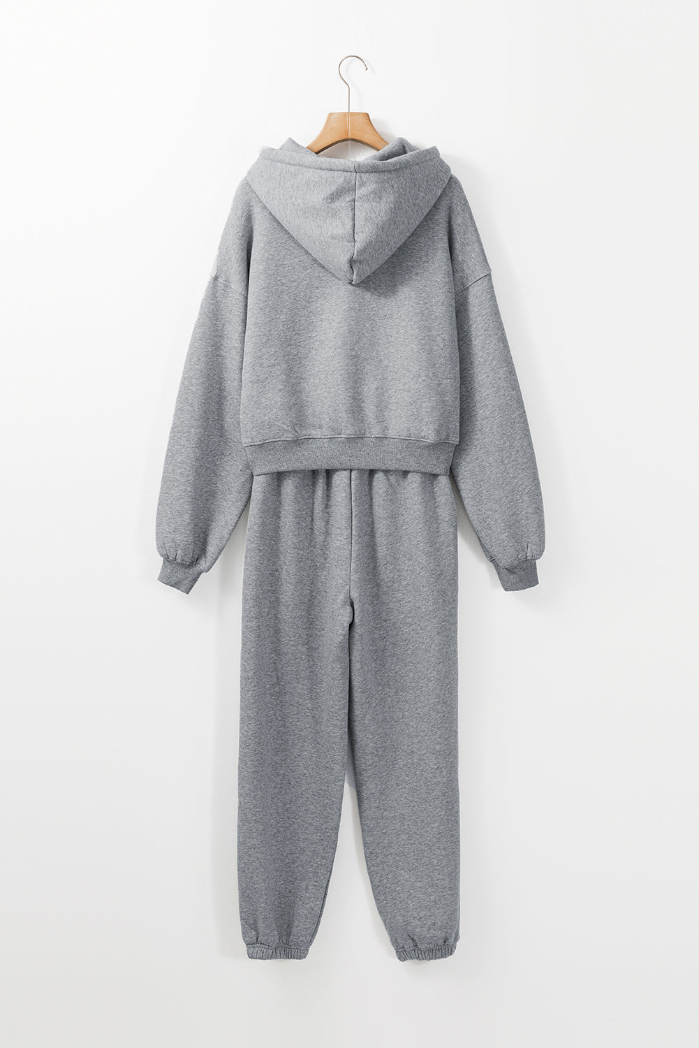 Cozy gray hoodie and joggers set for active adventures