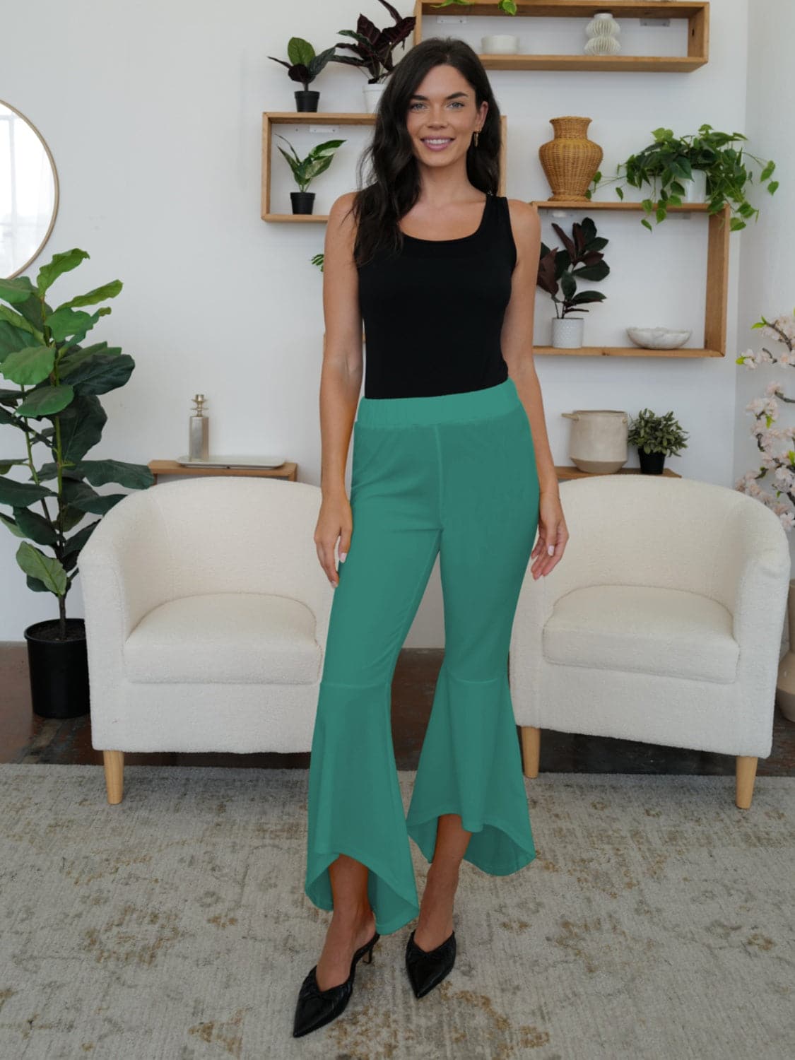 Chic high-low bootcut pants