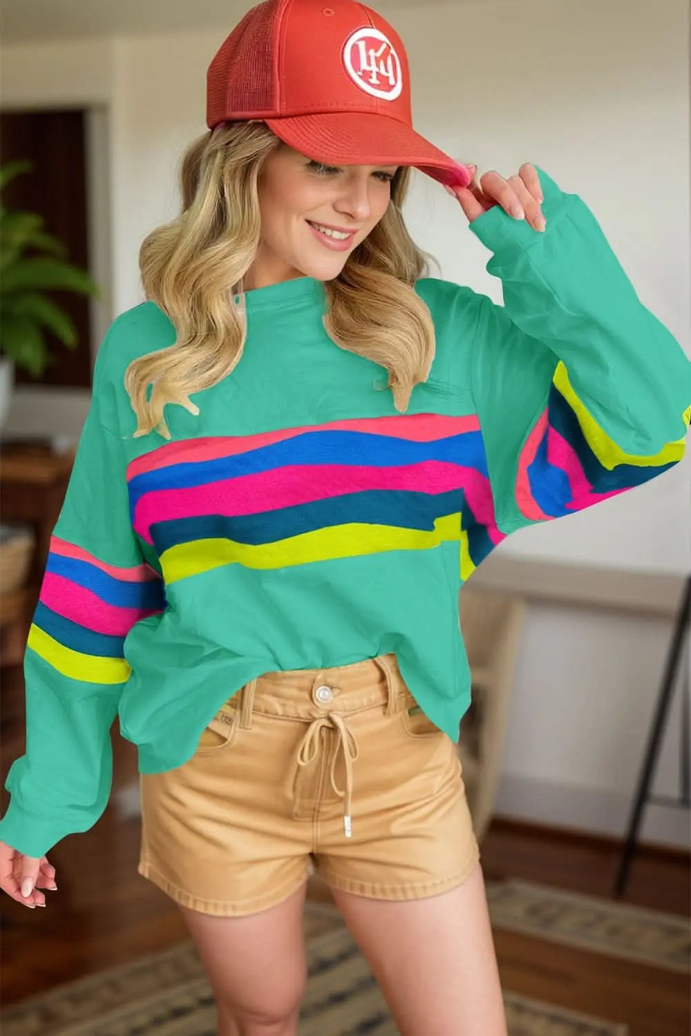Chic long sleeve contrast top - Love Salve 