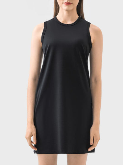 Round Neck Sleeveless Active Dress.