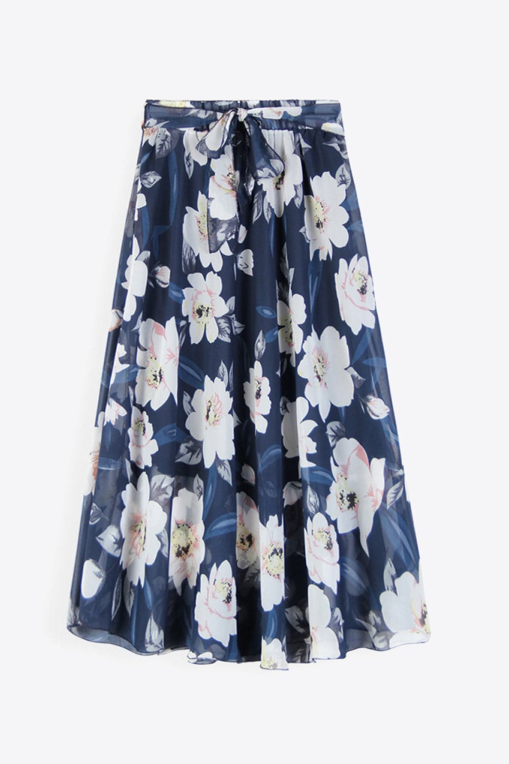 Full Size Floral Tie-Waist Skirt.