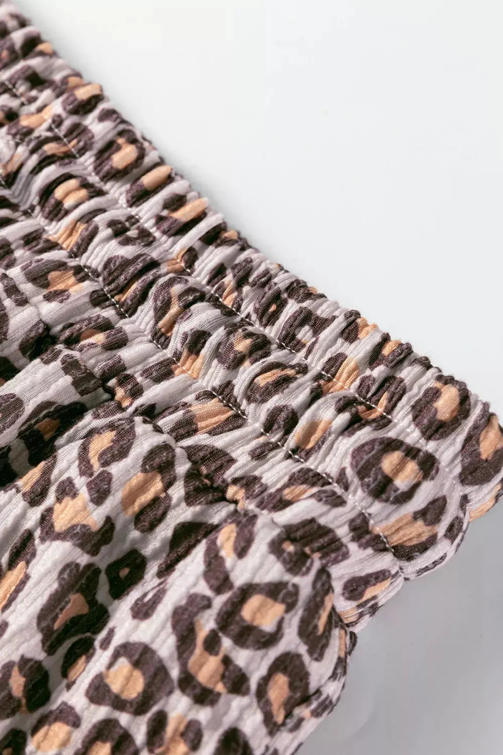 Leopard Ribbed Long Sleeve Top Drawstring Shorts 2pcs Outfit Simply Love