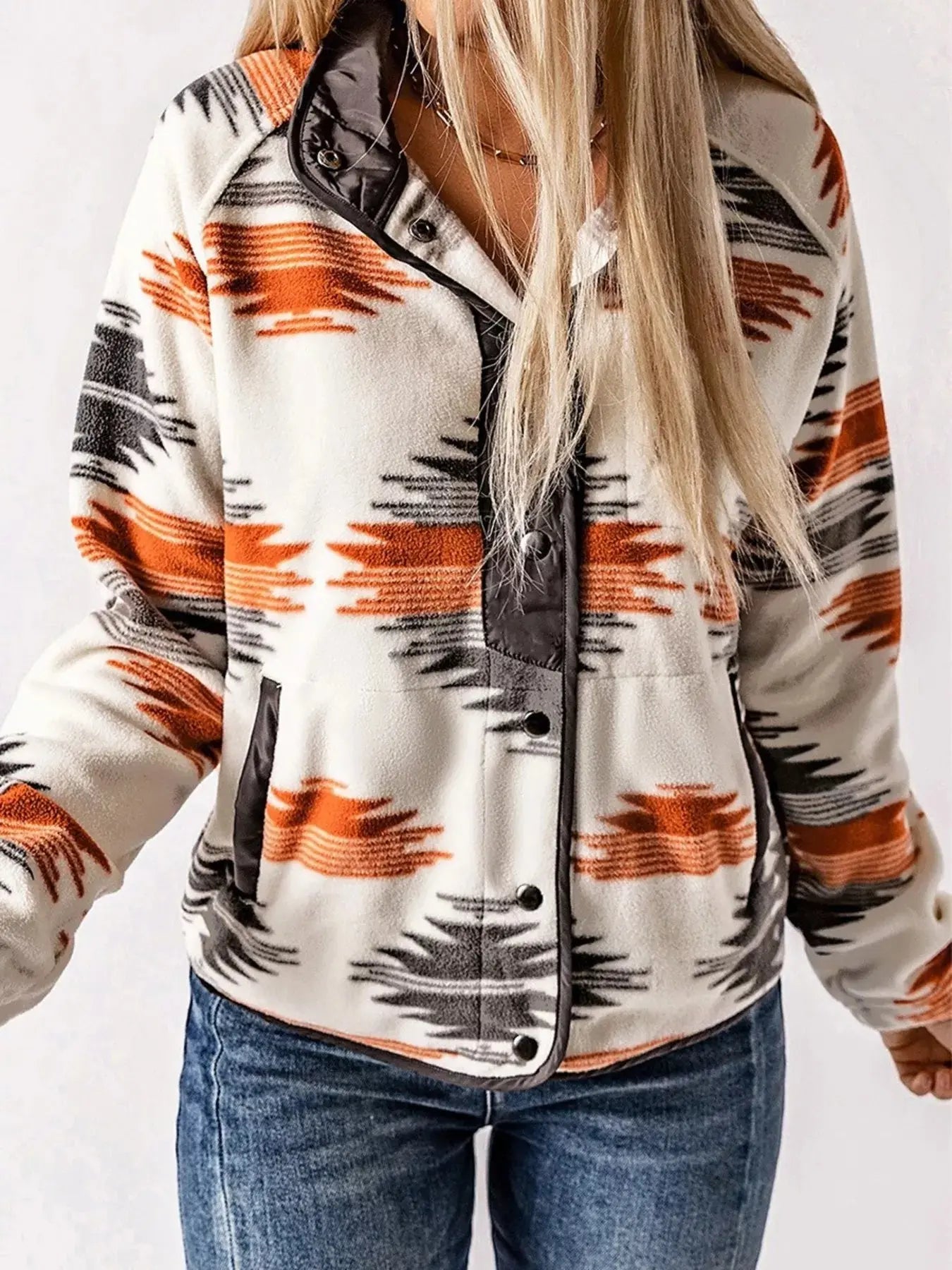 Geometric Snap Down Jacket Simply Love