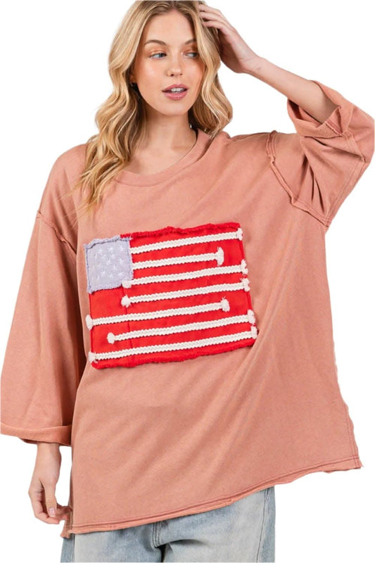 Sage + Fig patriotic drop shoulder tee - Love Salve 