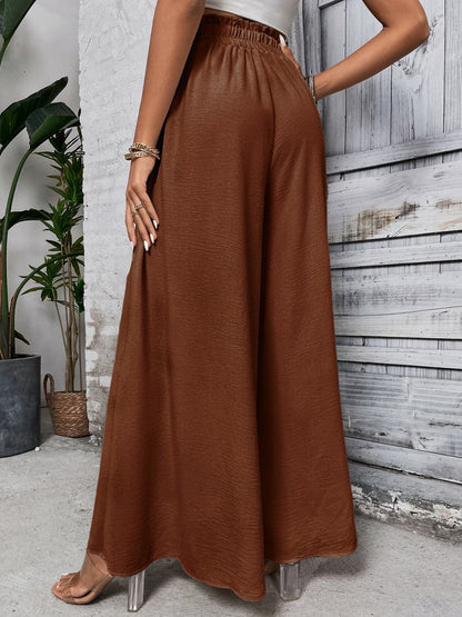 Tied High Waist Wide Leg Pants.