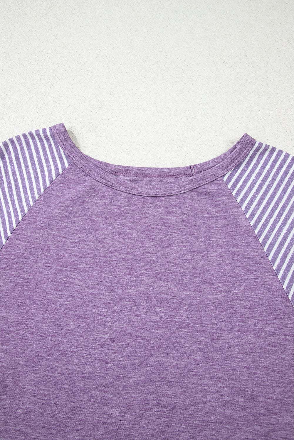 Tillandsia Purple Contrast Print Striped Raglan Long Sleeve