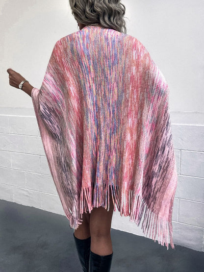 Heathered Fringe Hem Poncho.