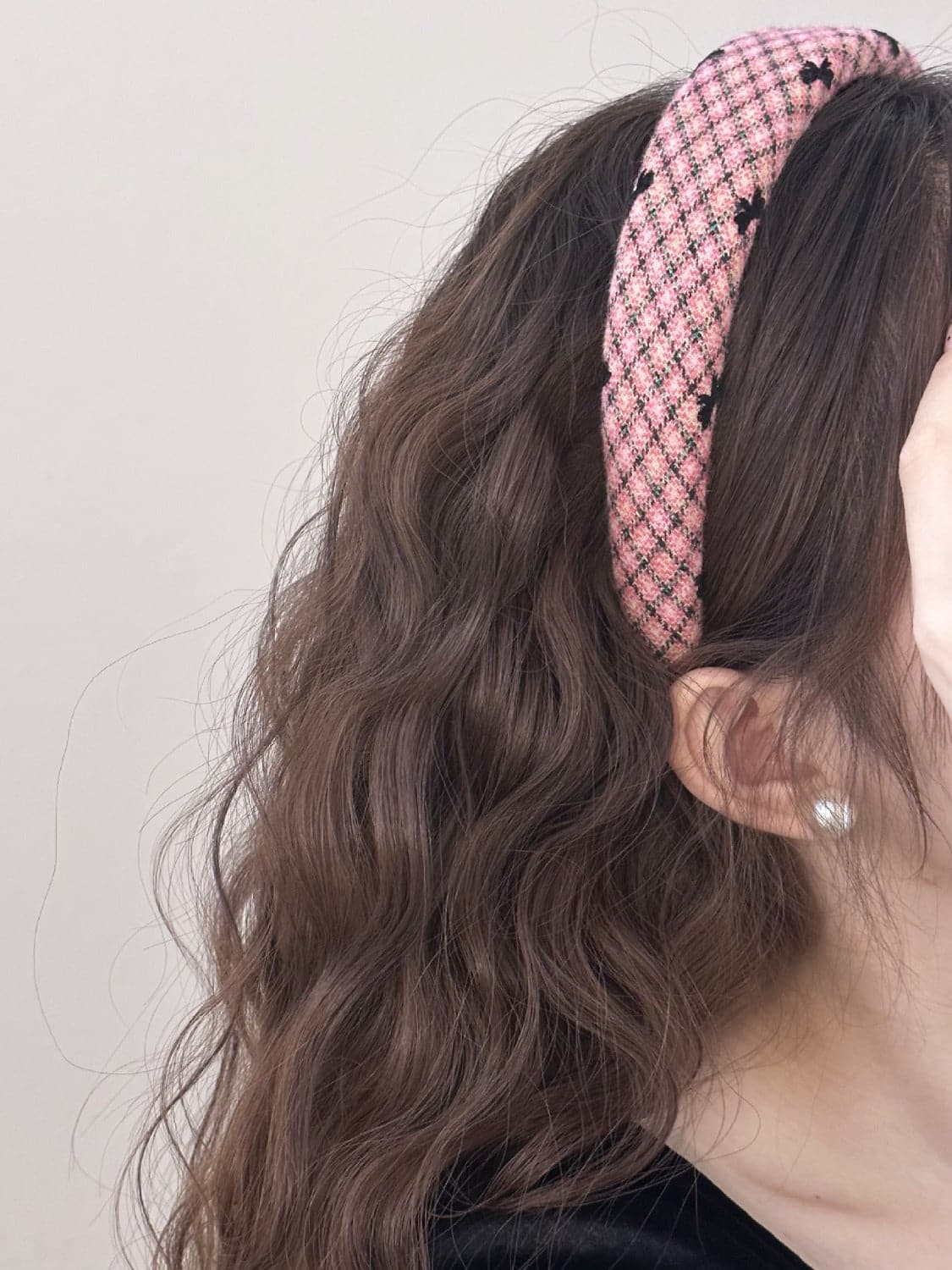 Chic plaid bow headband for stylish flair